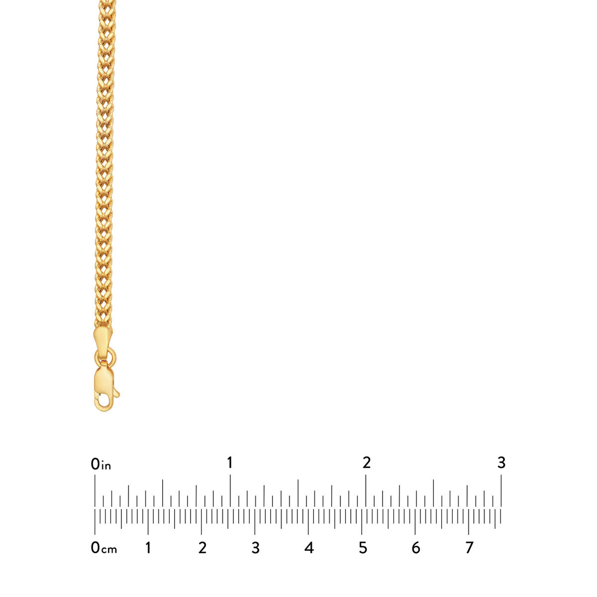 14K Yellow Gold 2.65mm Hollow Square Franco Chain