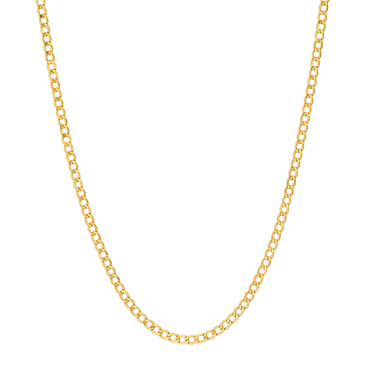 14K Yellow Gold 2.25mm Hollow Curb Chain