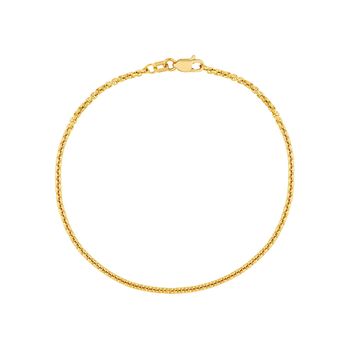 14K Yellow Gold 1.75mm Solid Round Box Chain with Lobster Lock