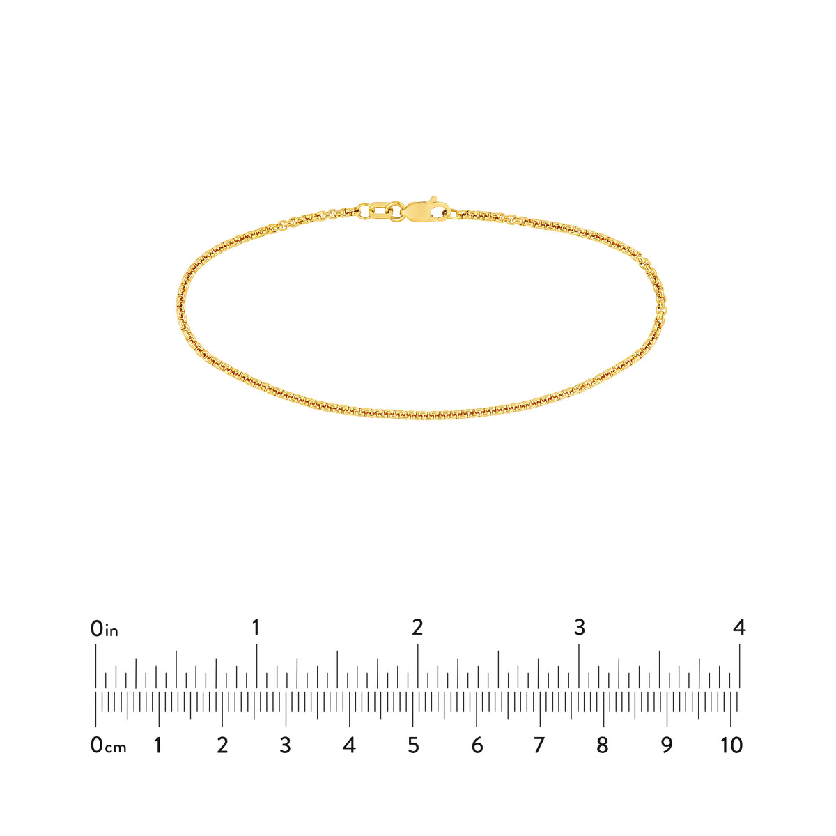 14K Yellow Gold 1.75mm Solid Round Box Chain with Lobster Lock