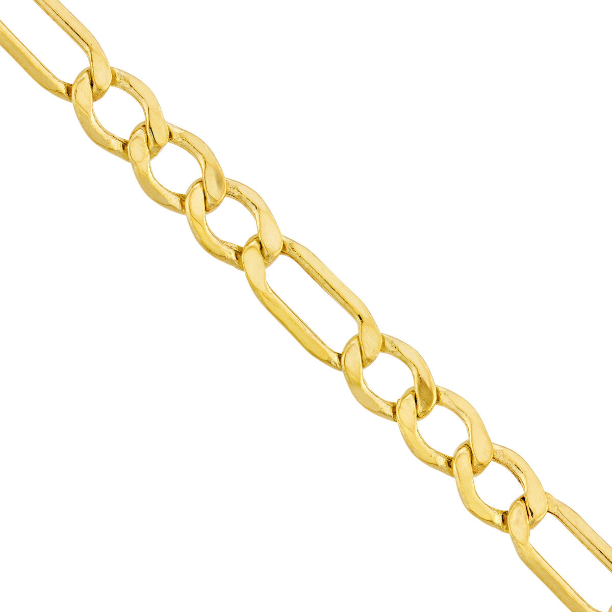 14K Yellow Gold 3.60mm Hollow D/C Figaro Chain