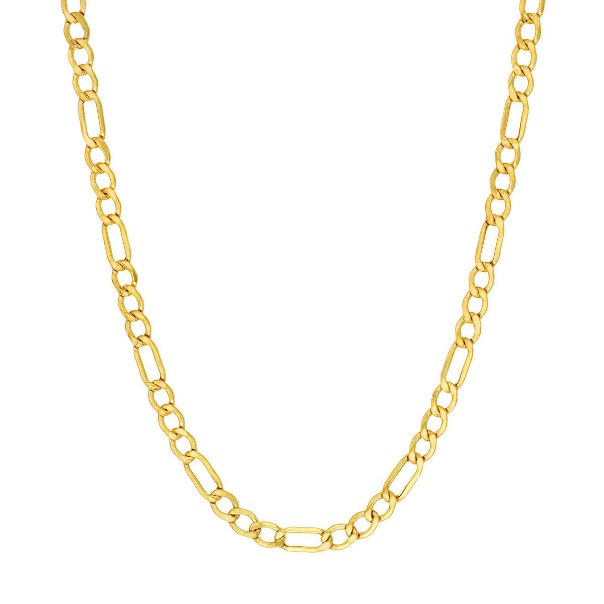 14K Yellow Gold 3.60mm Hollow D/C Figaro Chain