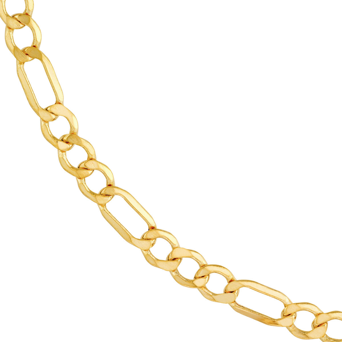 14K Yellow Gold 6.40mm Hollow D/C Figaro Chain
