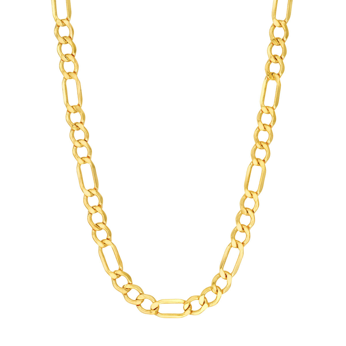 14K Yellow Gold 6.40mm Hollow D/C Figaro Chain