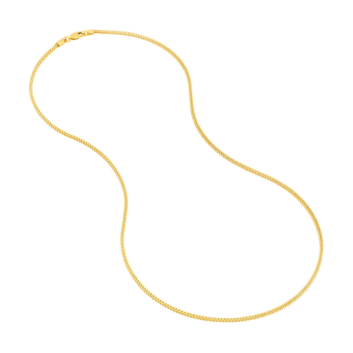 14K Yellow Gold 1.55mm Hollow Square Franco Chain