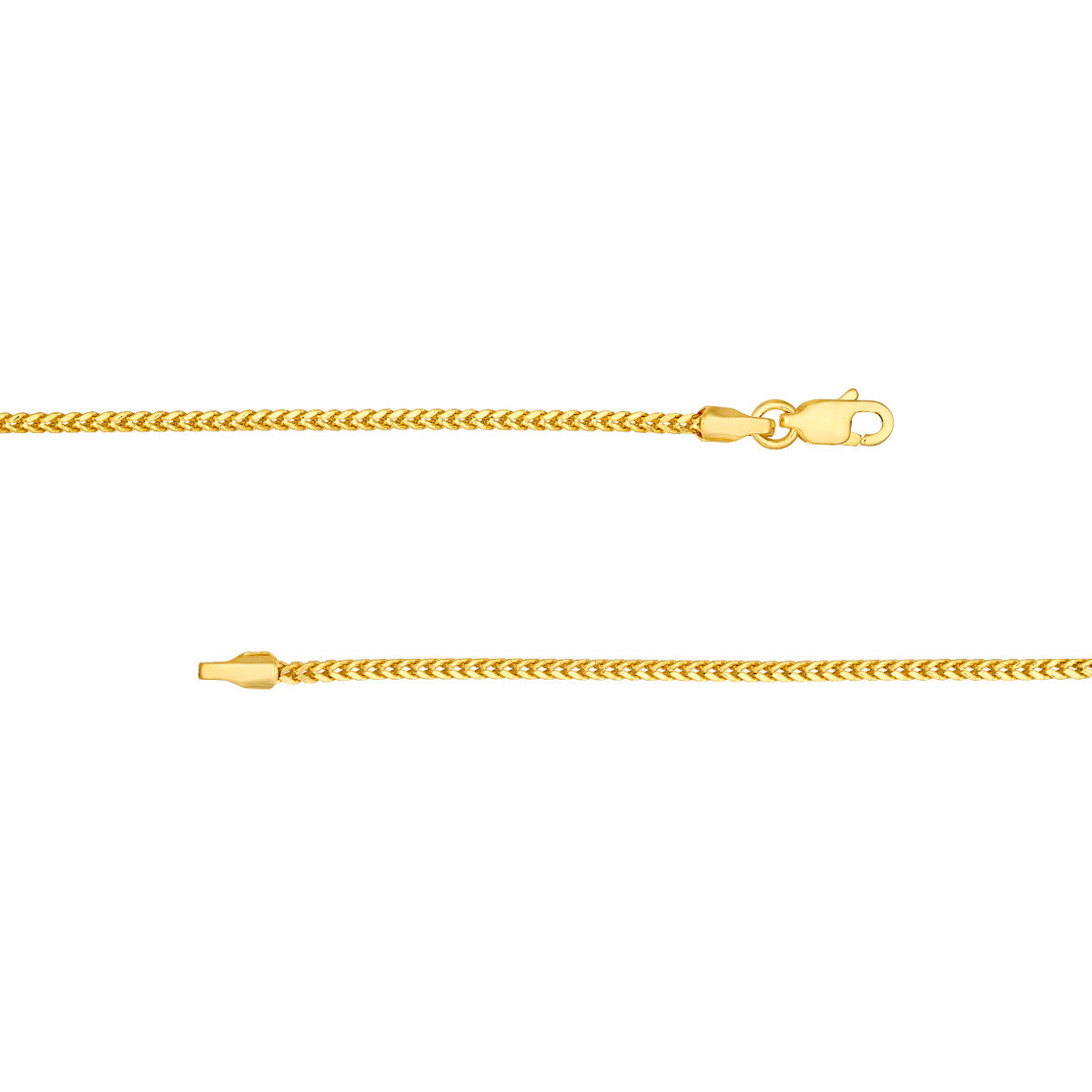 14K Yellow Gold 1.55mm Hollow Square Franco Chain