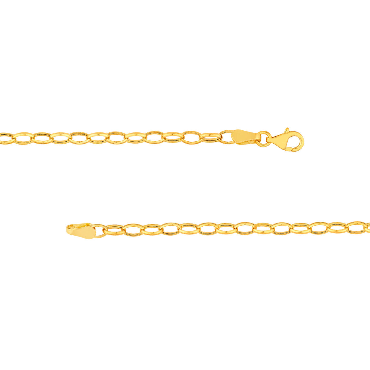 14K Yellow Gold 3.50mm Hollow Oval Rolo Chain Birmingham Jewelry Gold Chain Birmingham Jewelry 