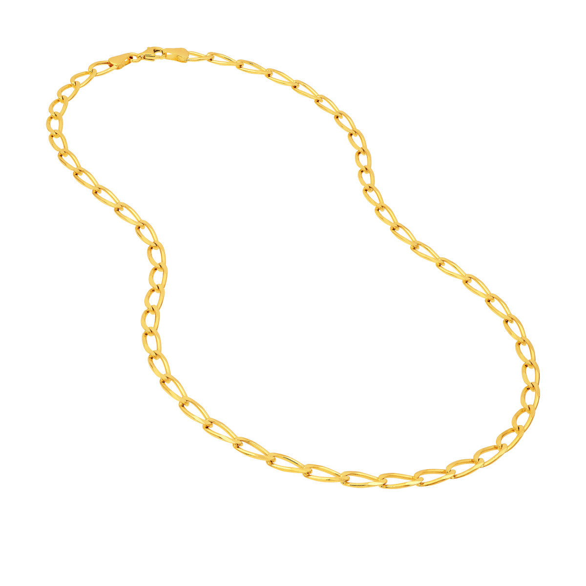14K Yellow Gold 4.45mm D/C Long Link Curb Chain