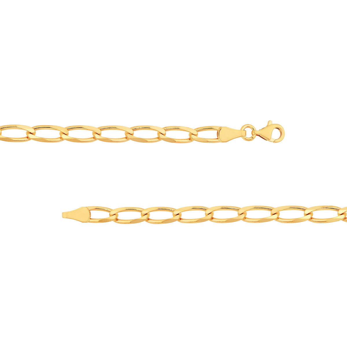14K Yellow Gold 4.45mm D/C Long Link Curb Chain