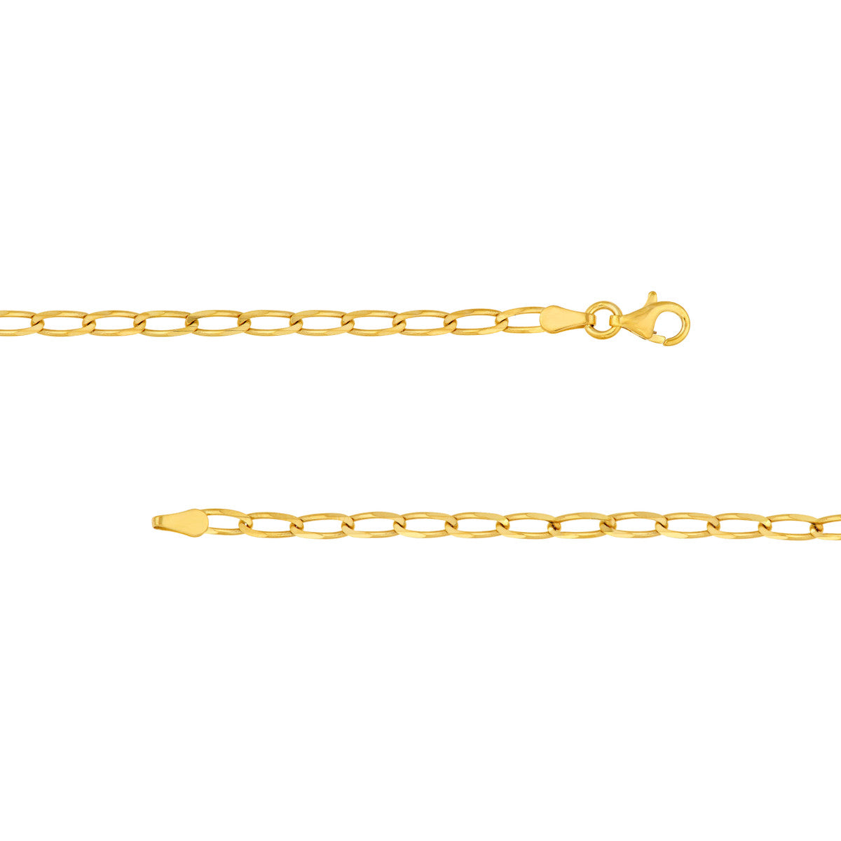 14K Yellow Gold 3.00mm Long Link Curb Chain Birmingham Jewelry Gold Chain Birmingham Jewelry 