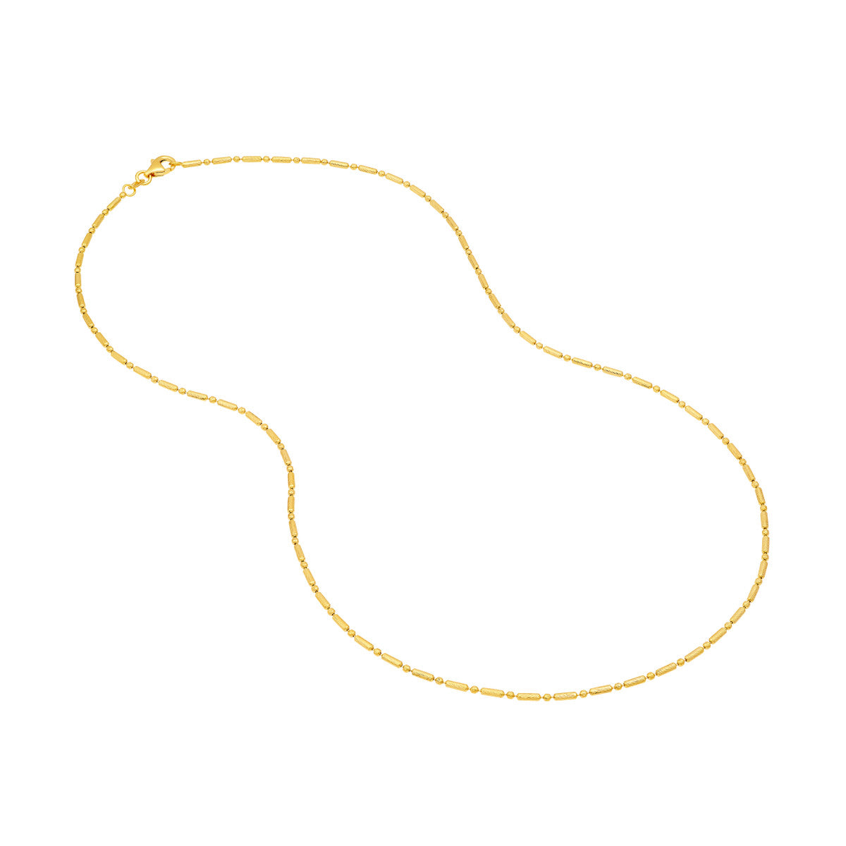 14K Yellow Gold 1.50mm D/C Bead and Long Bar Chain Necklace Birmingham Jewelry Necklace Birmingham Jewelry 