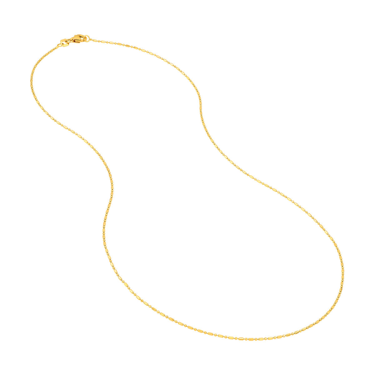 14K Yellow Gold 1.00mm D/C Bead and Bar Chain
