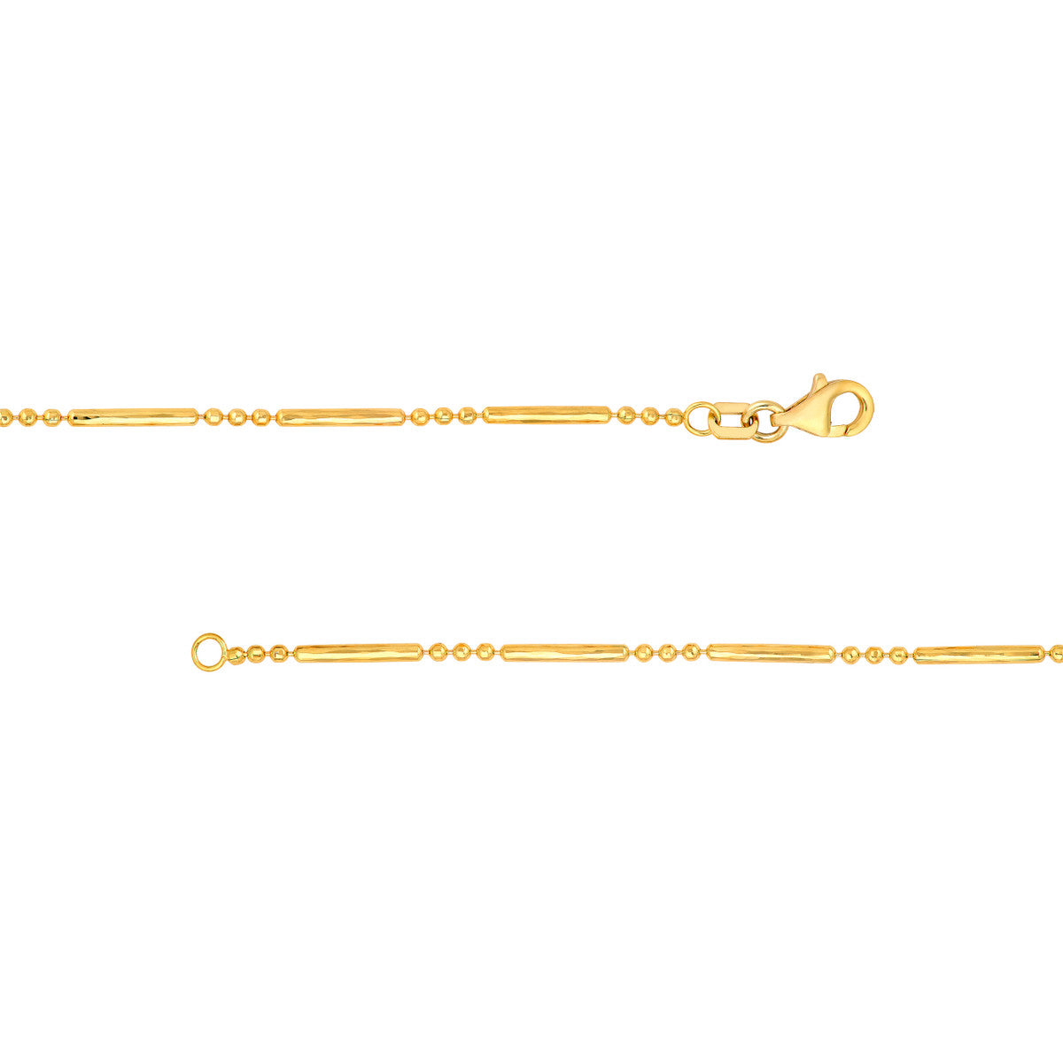 14K Yellow Gold 1.50mm D/C 3+1 Bead and Bar Chain Birmingham Jewelry Gold Chain Birmingham Jewelry 