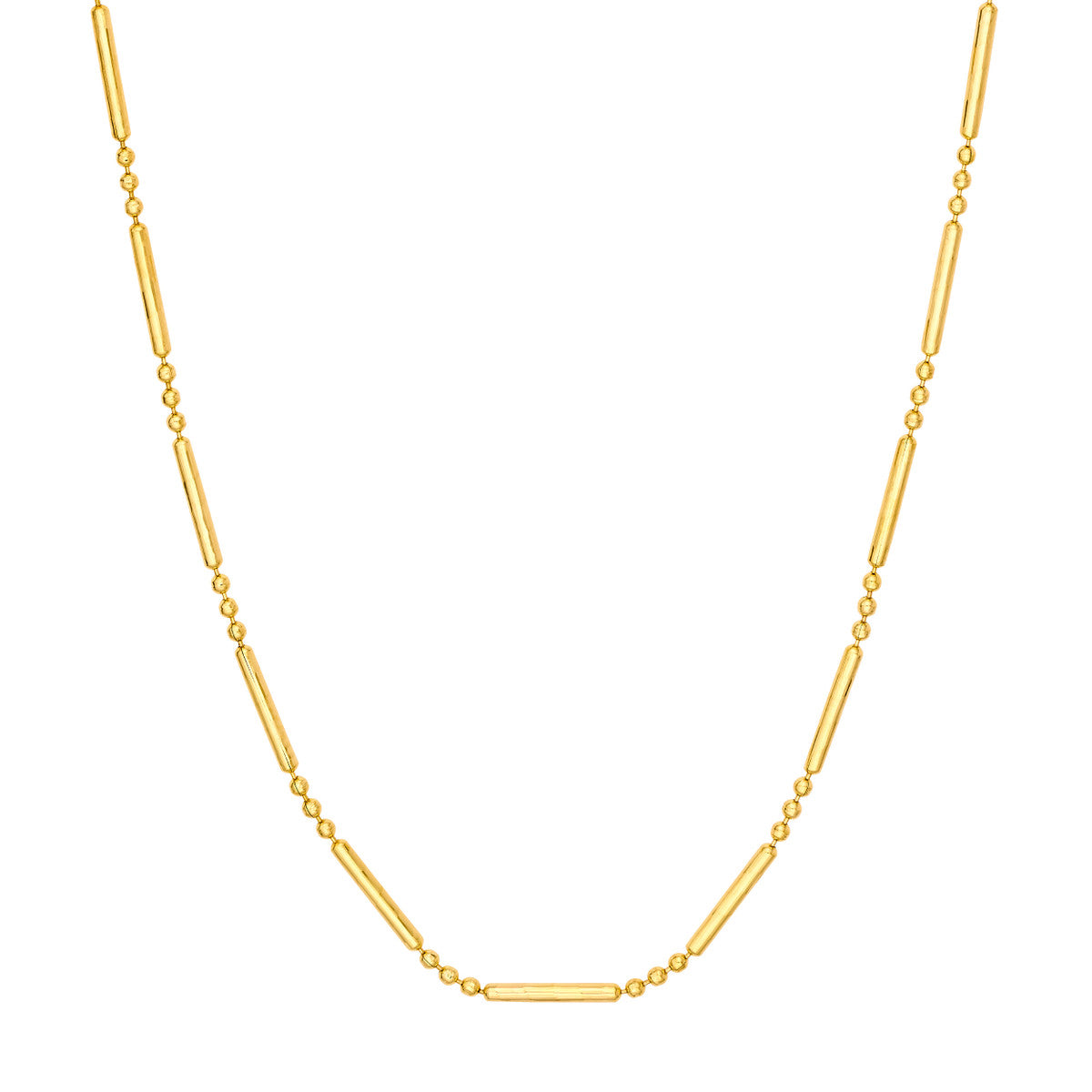 14K Yellow Gold 1.50mm D/C 3+1 Bead and Bar Chain