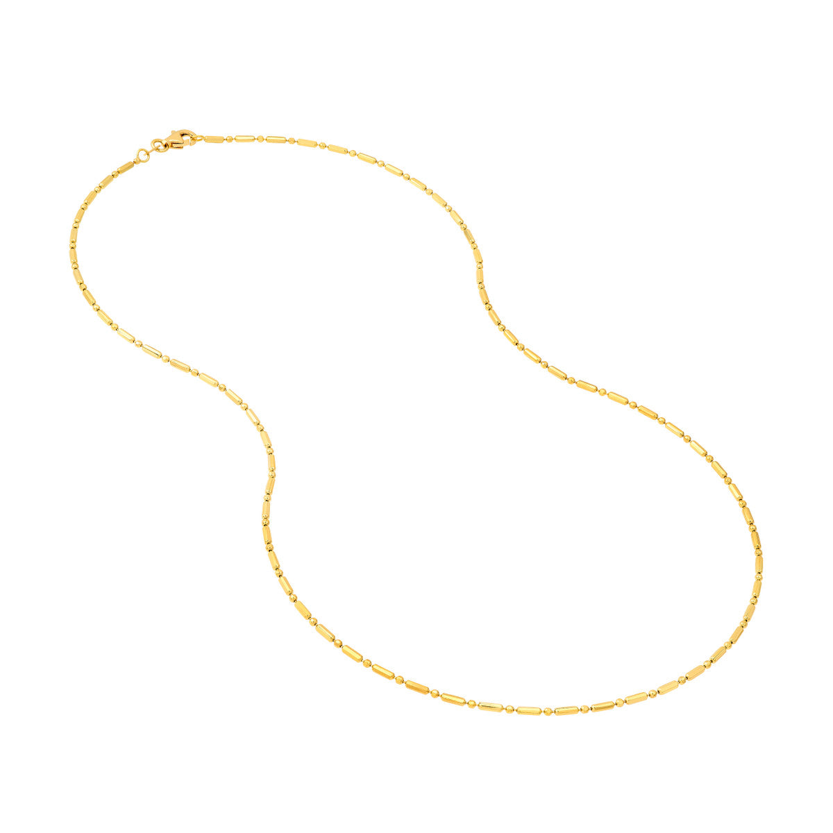 14K Yellow Gold 1.50mm Bead and Long Bar Chain Birmingham Jewelry Gold Chain Birmingham Jewelry 