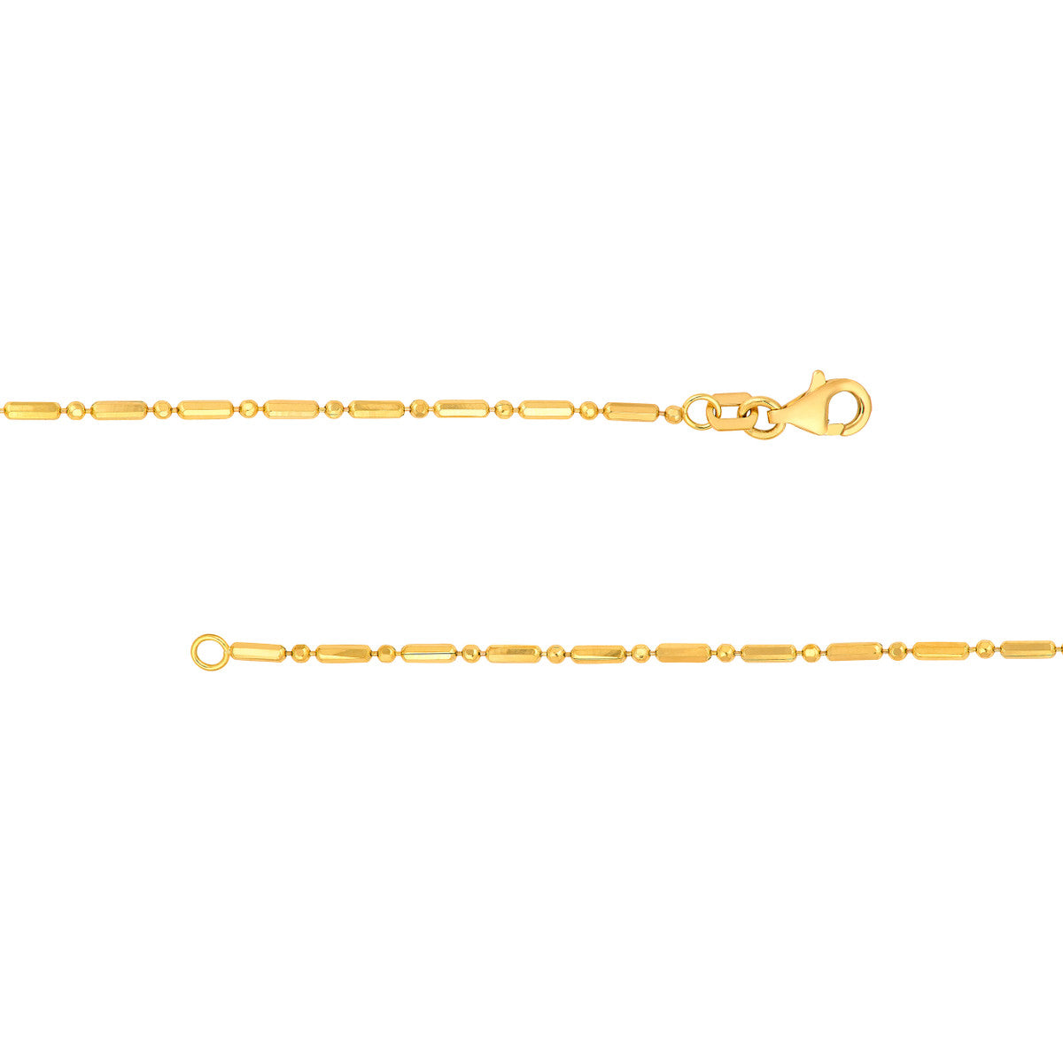 14K Yellow Gold 1.50mm Bead and Long Bar Chain Birmingham Jewelry Gold Chain Birmingham Jewelry 
