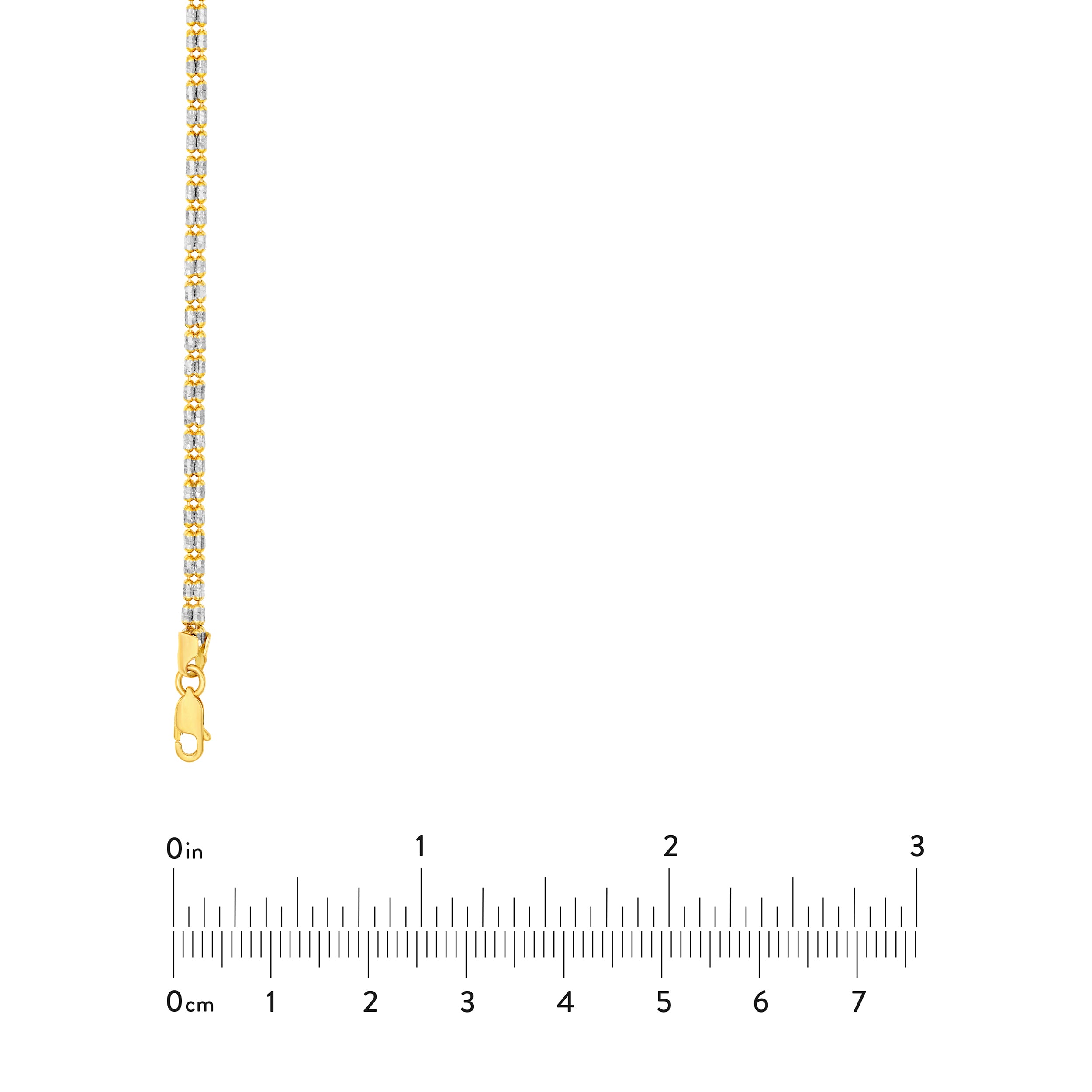 14K Two-Tone Gold 2.40mm Pave D/C Bizmark Bead Bar Chain