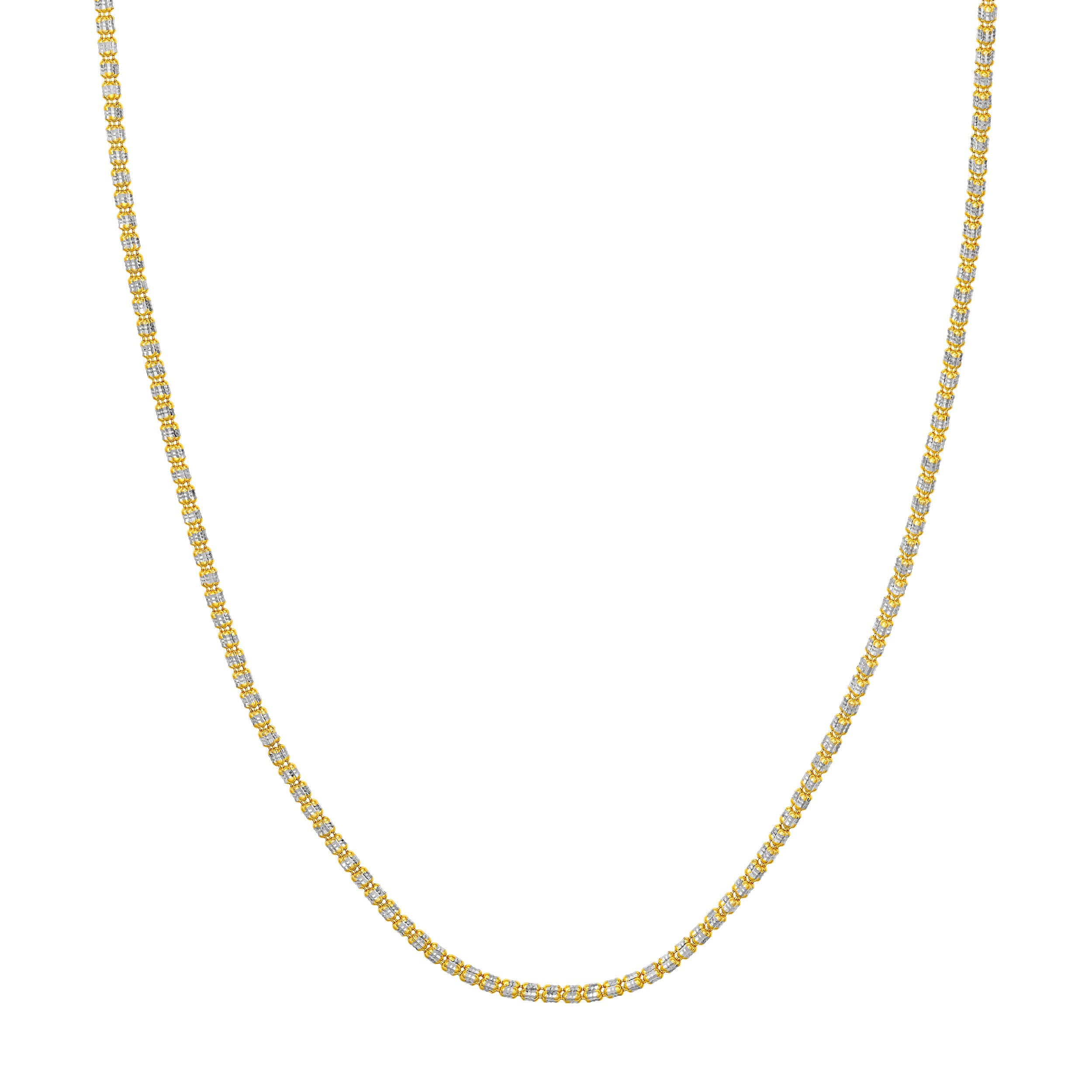 14K Two-Tone Gold Ice Chain [3 Row]