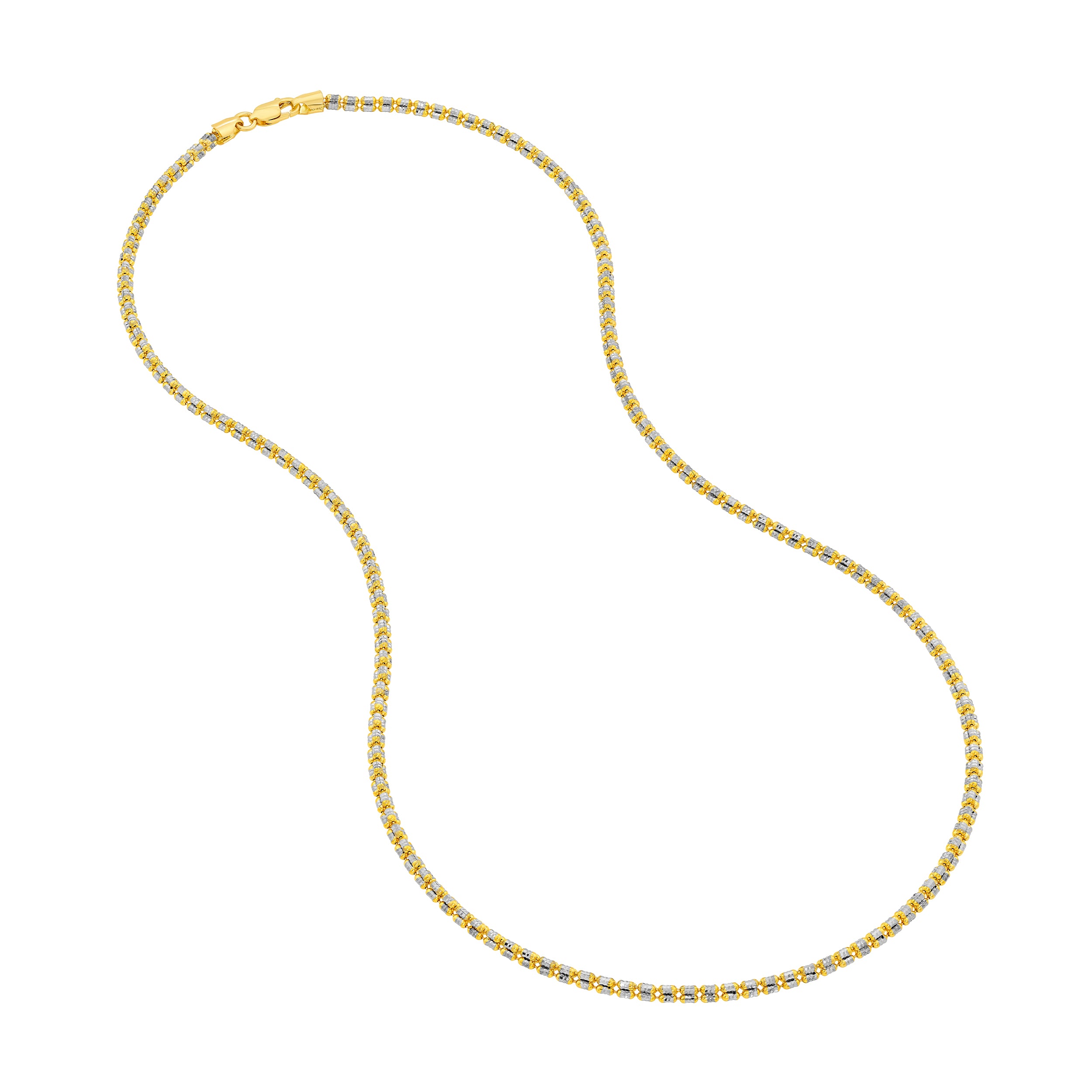 14K Two-Tone Gold Ice Chain [3 Row]