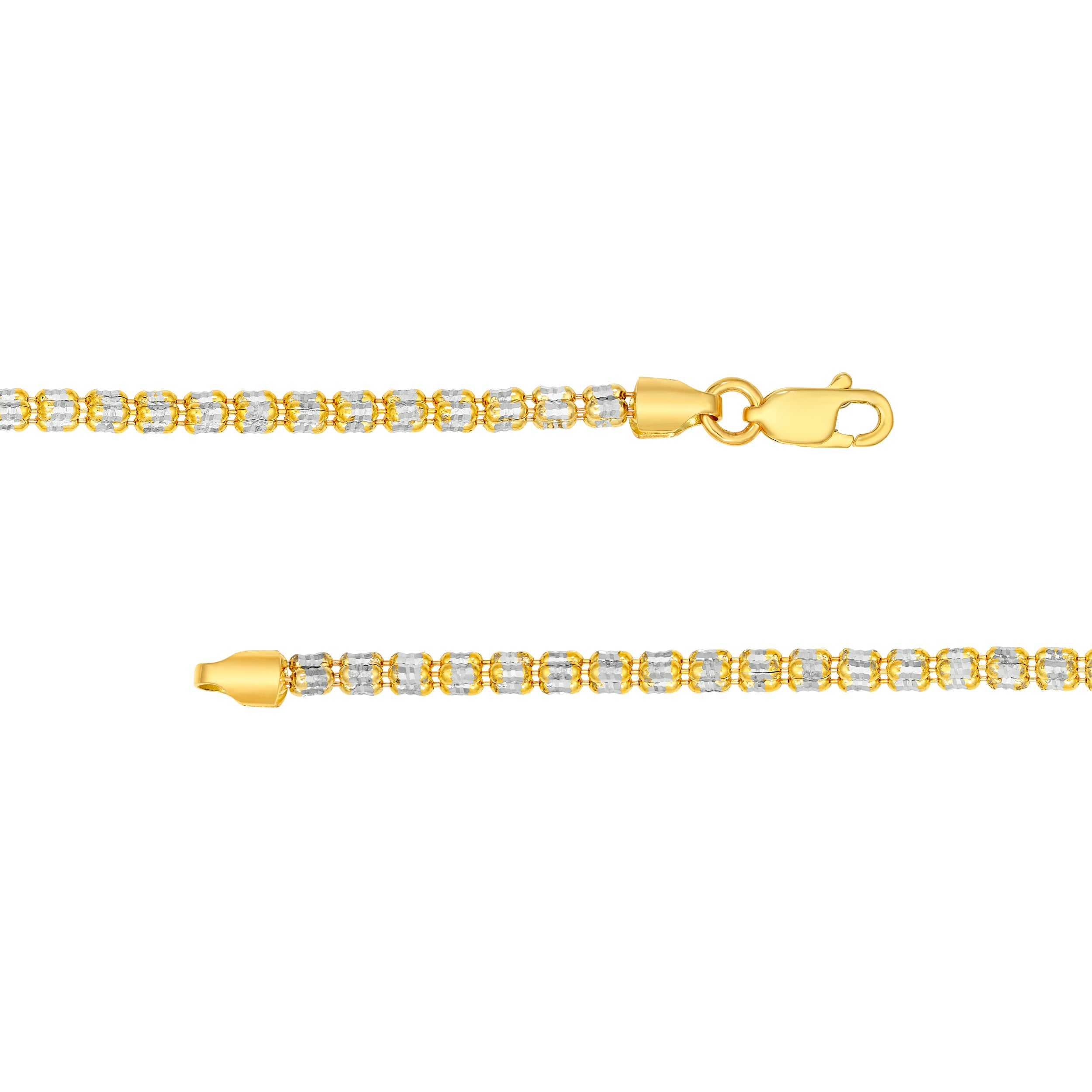 14K Two-Tone Gold Ice Chain [3 Row]