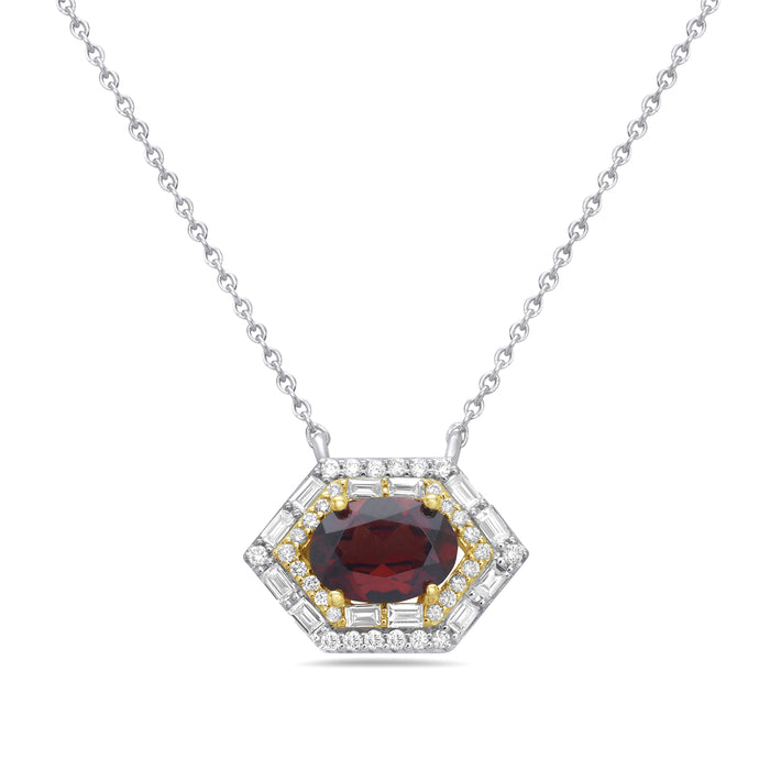 14K Two Tone Gold Garnet And Diamond Necklace Birmingham Jewelry Necklace Birmingham Jewelry 