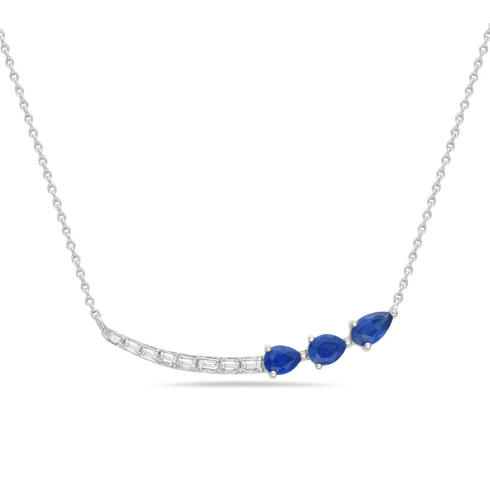 14K White Gold Sapphire And Diamond Necklace Birmingham Jewelry Necklace Birmingham Jewelry 