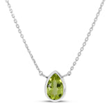 14K Gold Pear Peridot Birthstone Necklace