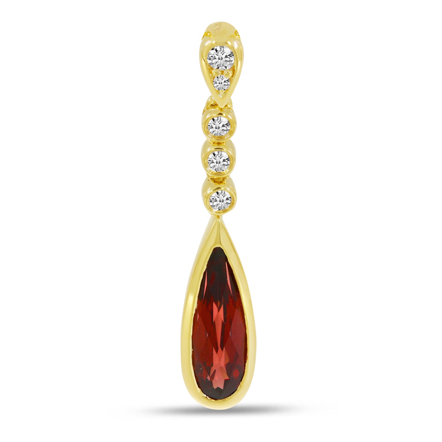 14K Yellow Gold Garnet Teardrop Diamond Pendant Birmingham Jewelry Necklace Birmingham Jewelry 