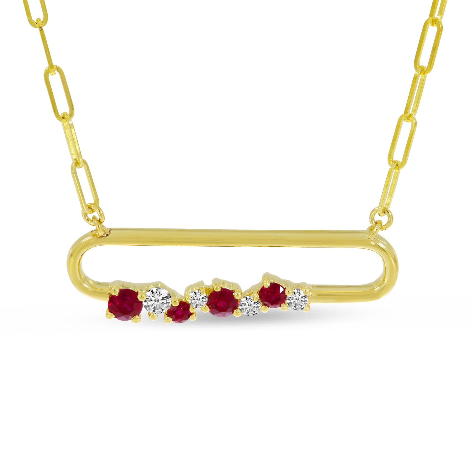 14K Yellow Gold Ruby Precious Paperclip Necklace Birmingham Jewelry Necklace Birmingham Jewelry 