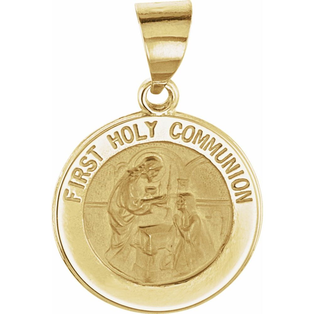 14K Yellow Gold Round Hollow First Communion Medal Birmingham Jewelry Charm Birmingham Jewelry 