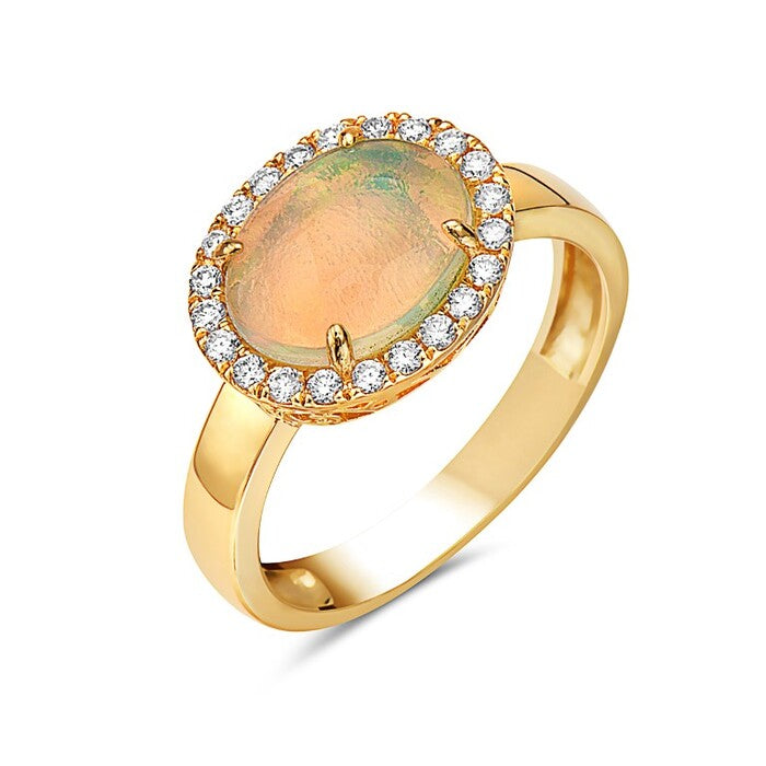 14K Yellow Gold Opal And Diamond Ring Birmingham Jewelry Ring Birmingham Jewelry 