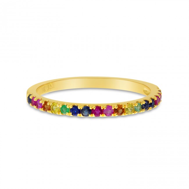 14K Yellow Gold Genuine Rainbow Sapphire Band Birmingham Jewelry Ring Birmingham Jewelry 