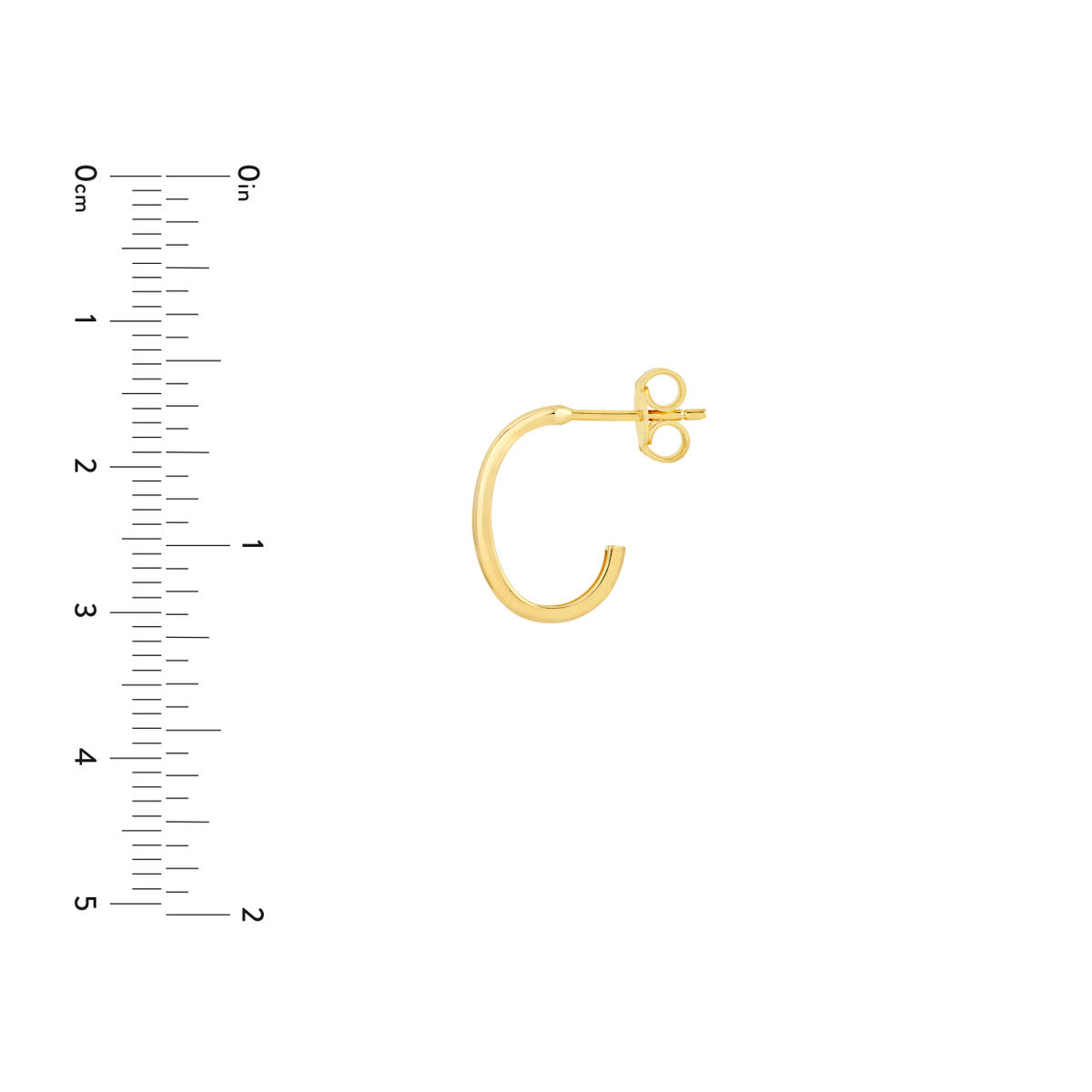 14K Yellow Gold 15.00mm Large J Hoop Earring