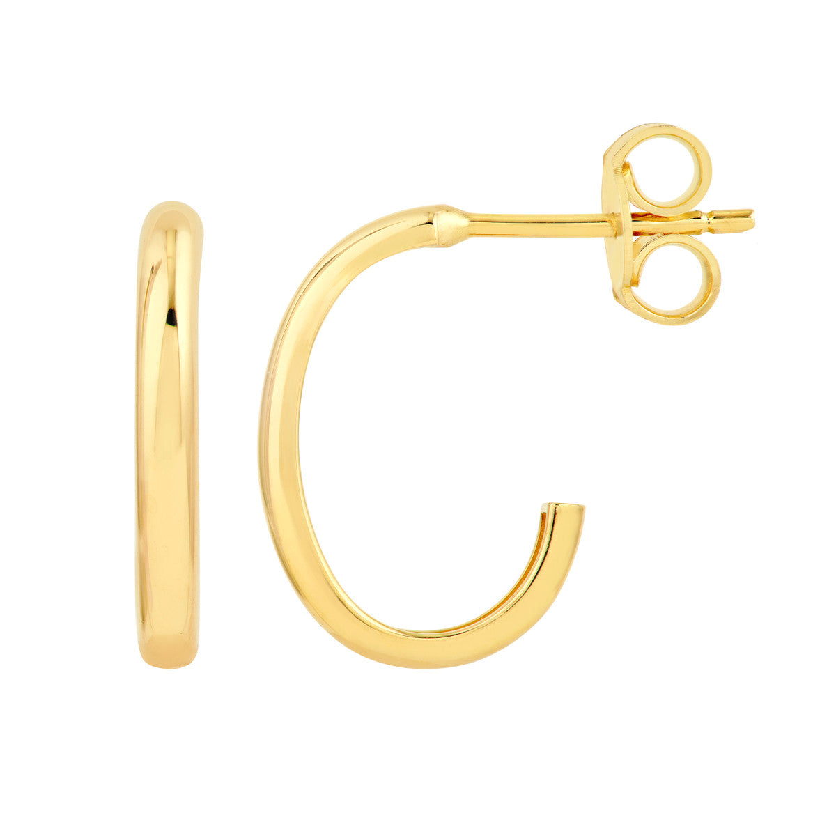 14K Yellow Gold 15.00mm Large J Hoop Earring