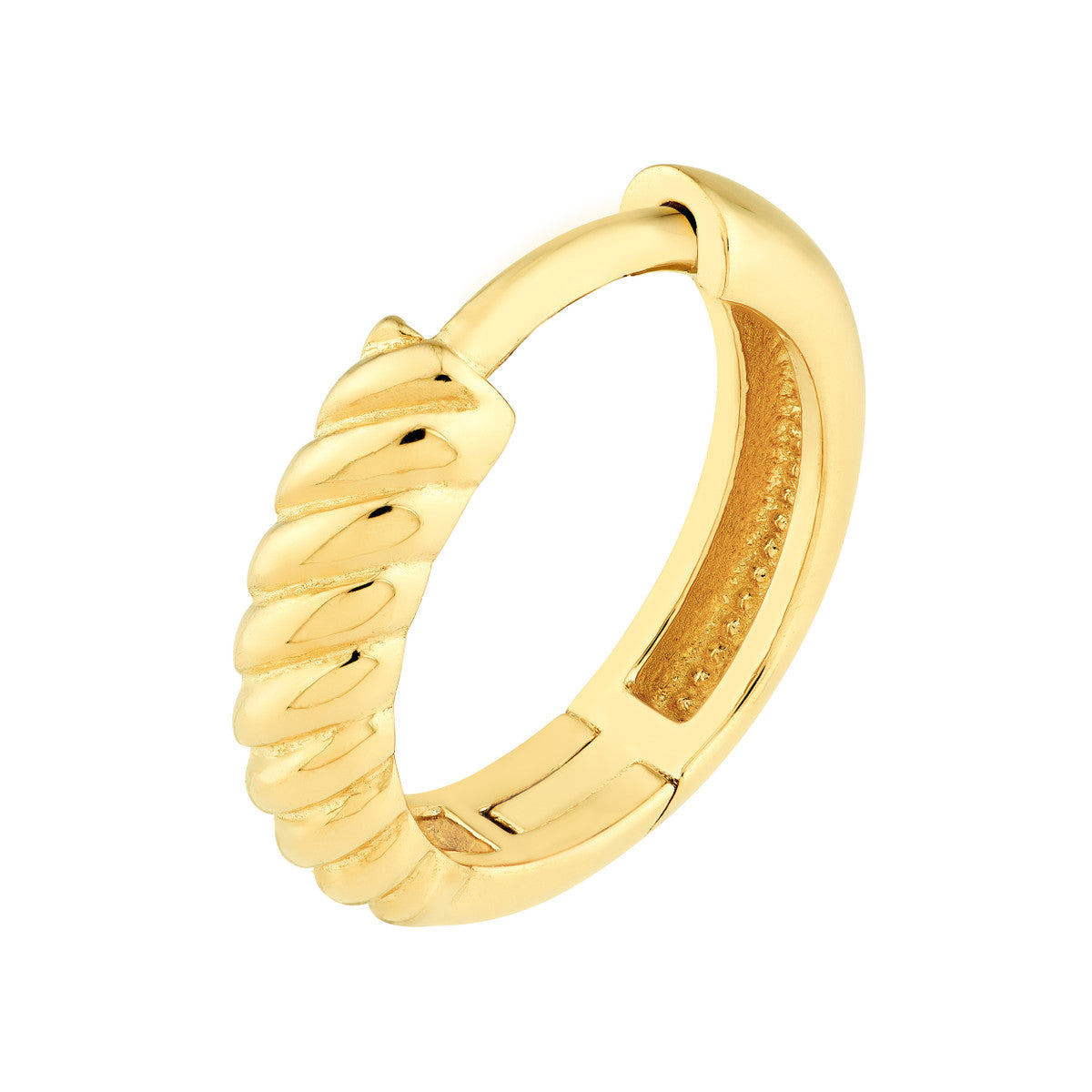 14K Yellow Gold 3.00mm x 13.00mm 1/2 Twisted Hinge Hoops Birmingham Jewelry Earrings Birmingham Jewelry 