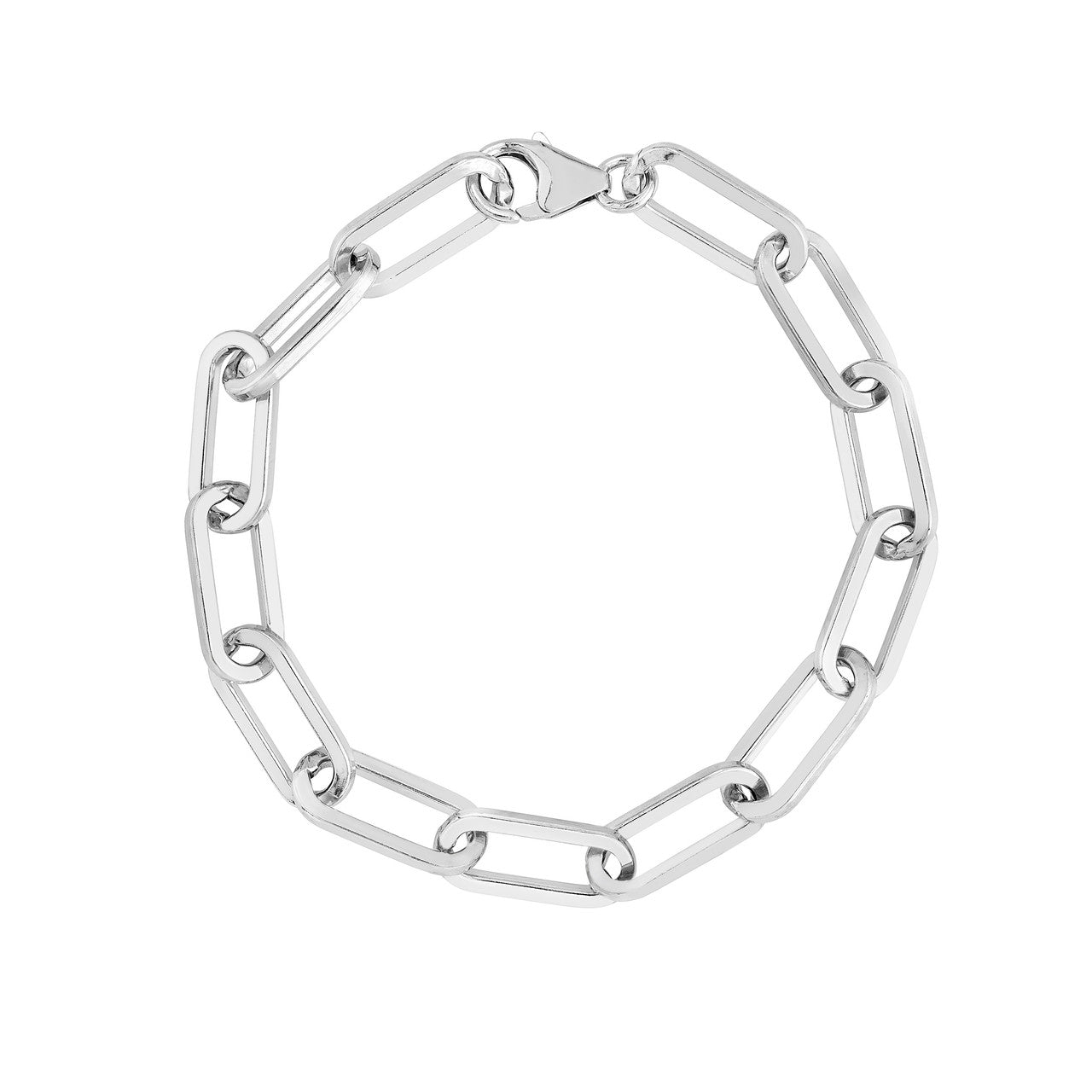 Sterling Silver 9.00mm Square Long Link Paper Clip Bracelet