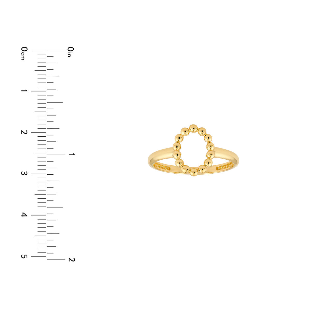 14K Yellow Gold Beaded Open Oval Ring