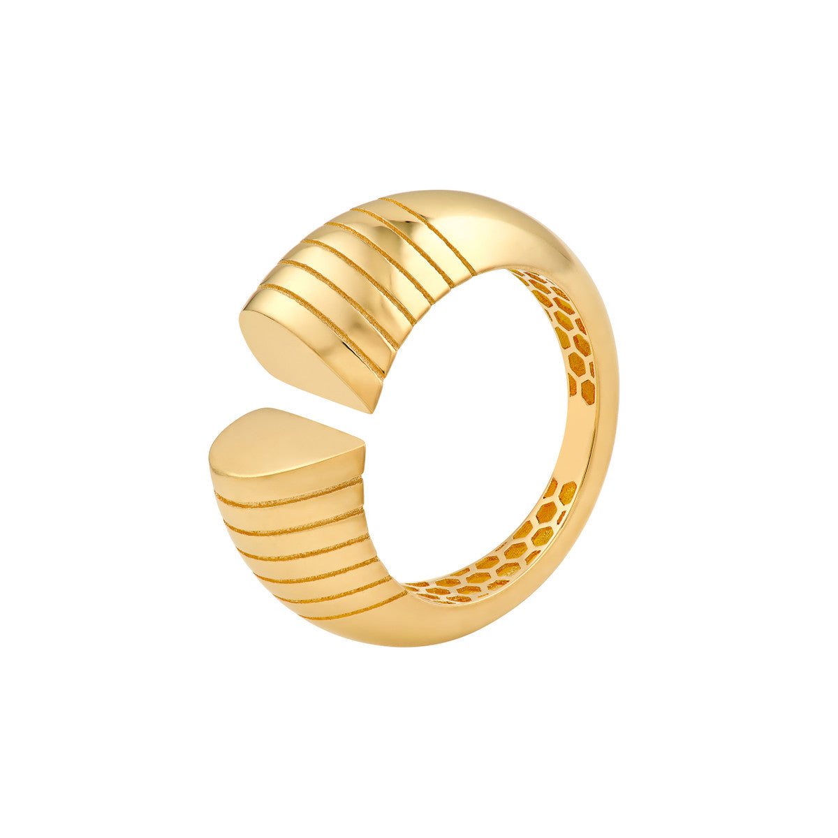 14K Yellow Gold Split Heart Diamond Cut Ring Birmingham Jewelry Ring Birmingham Jewelry 