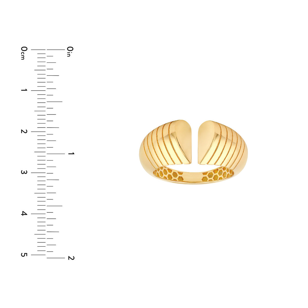 14K Yellow Gold Split Heart Diamond Cut Ring Birmingham Jewelry Ring Birmingham Jewelry 