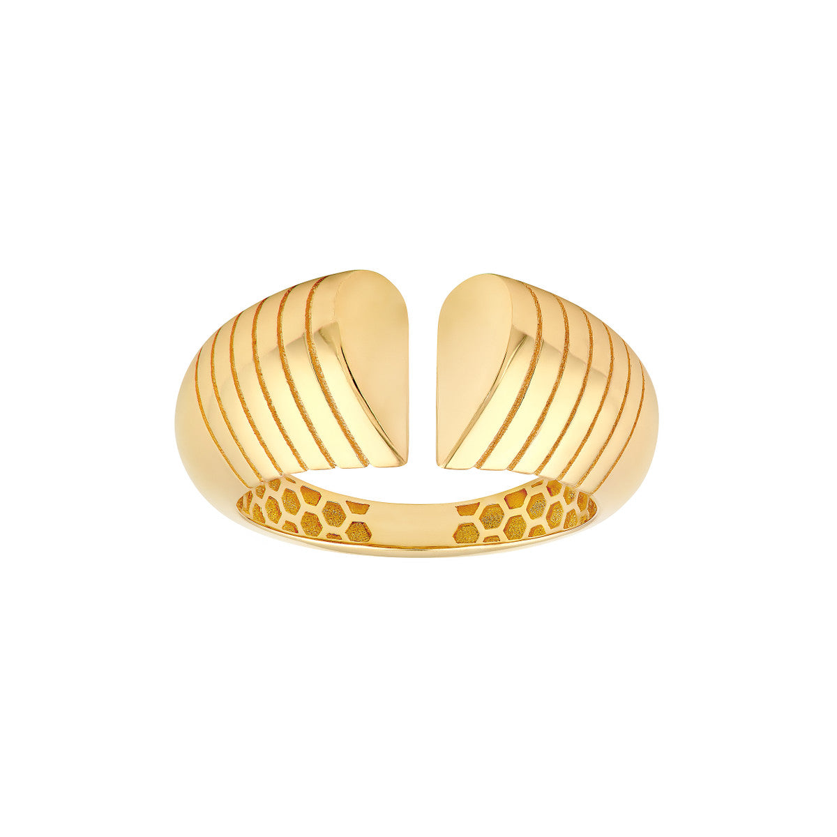14K Yellow Gold Split Heart Diamond Cut Ring Birmingham Jewelry Ring Birmingham Jewelry 