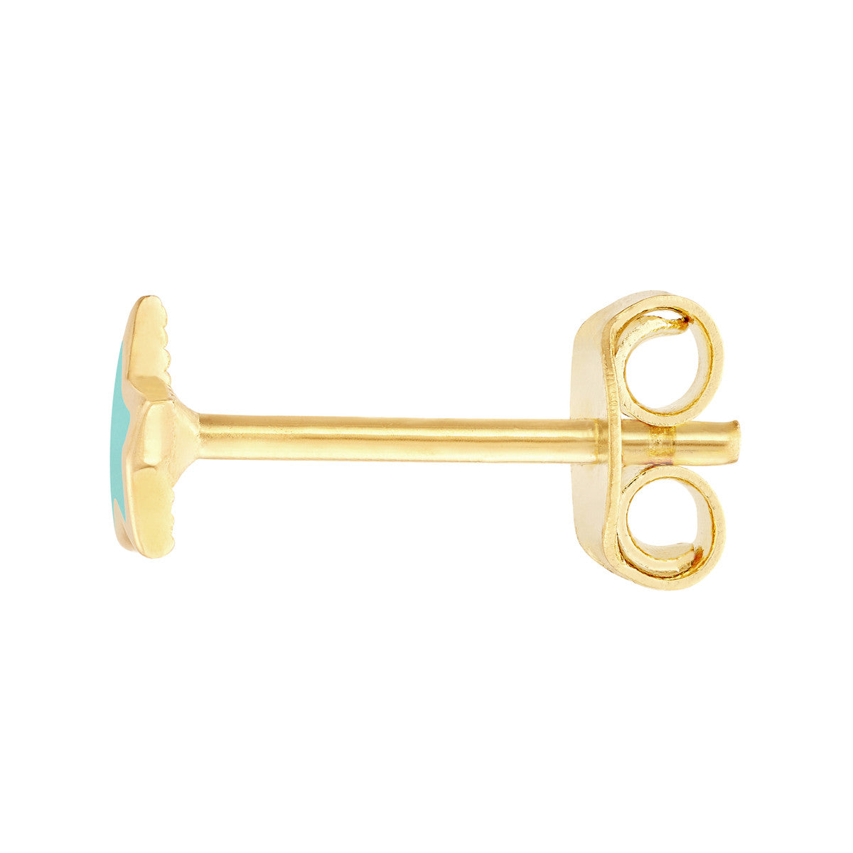 14K Yellow Gold Lt.Turquoise Enamel Star Stud Earrings
