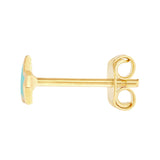 14K Yellow Gold Lt.Turquoise Enamel Star Stud Earrings