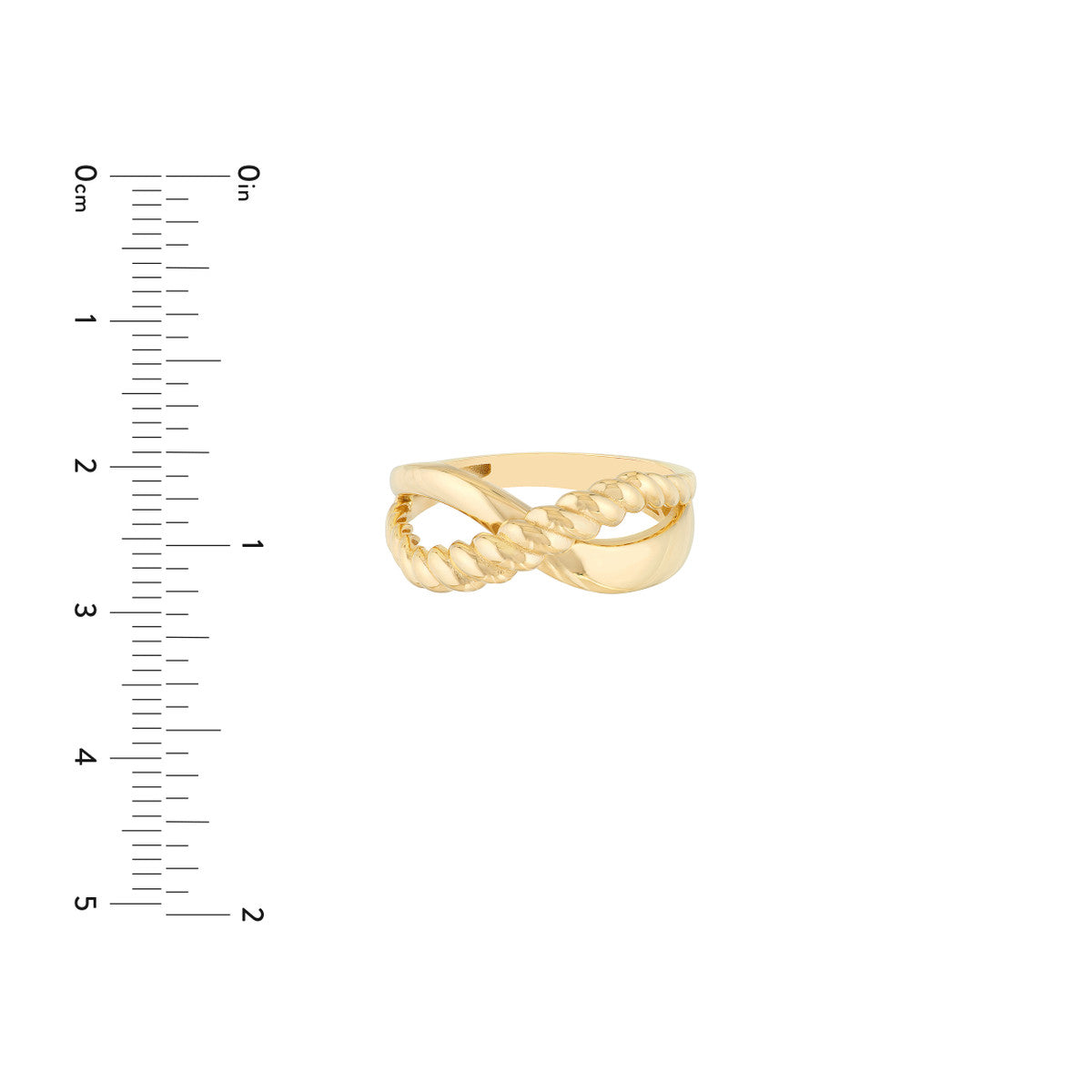 14K Yellow Gold Ribbed Crossover Ring