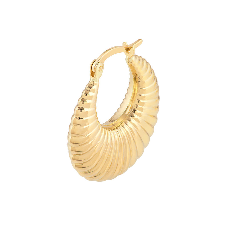 14K Yellow Gold Shrimp Hoop Earrings