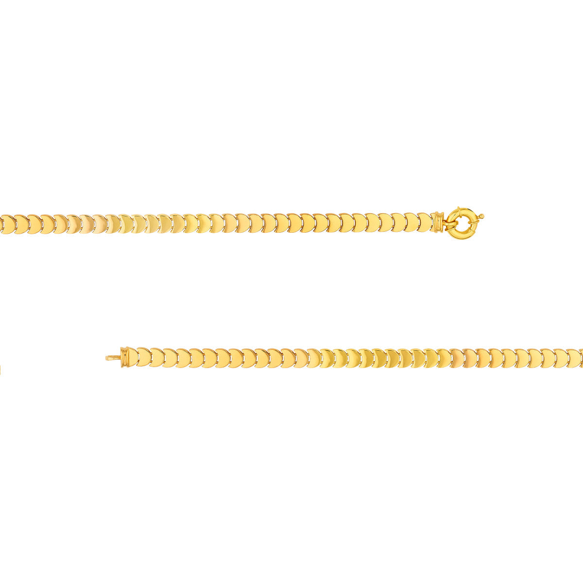 14K Yellow Gold Crescent Link Bracelet