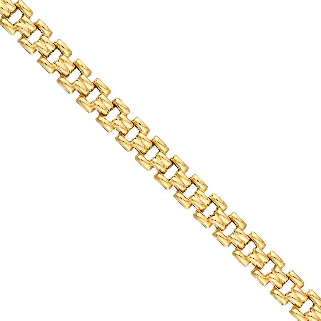 14K Yellow Gold Polished Railroad Link Chain