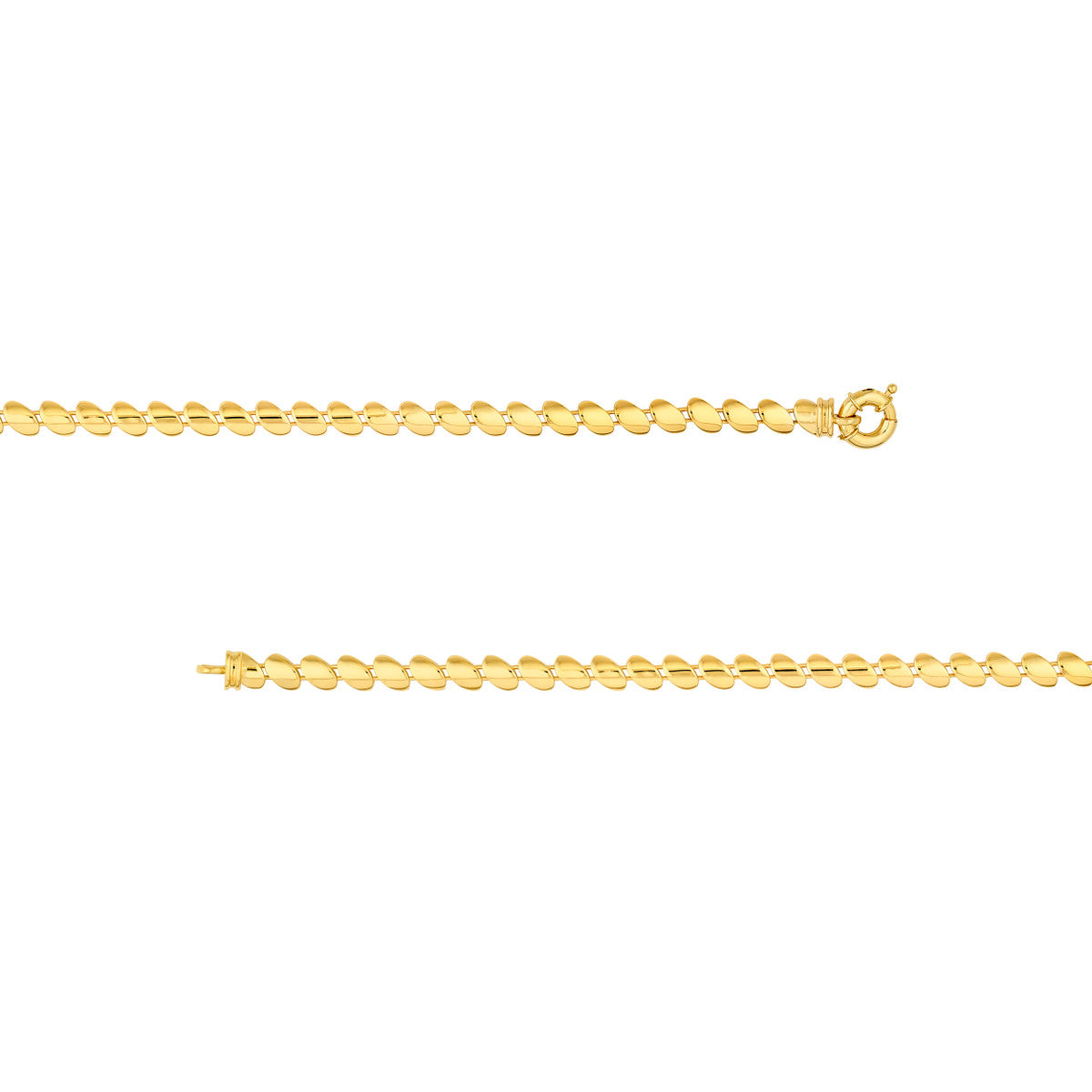 14K Yellow Gold Polished Diagonal Oval Link Bracelet Birmingham Jewelry Bracelet Birmingham Jewelry 