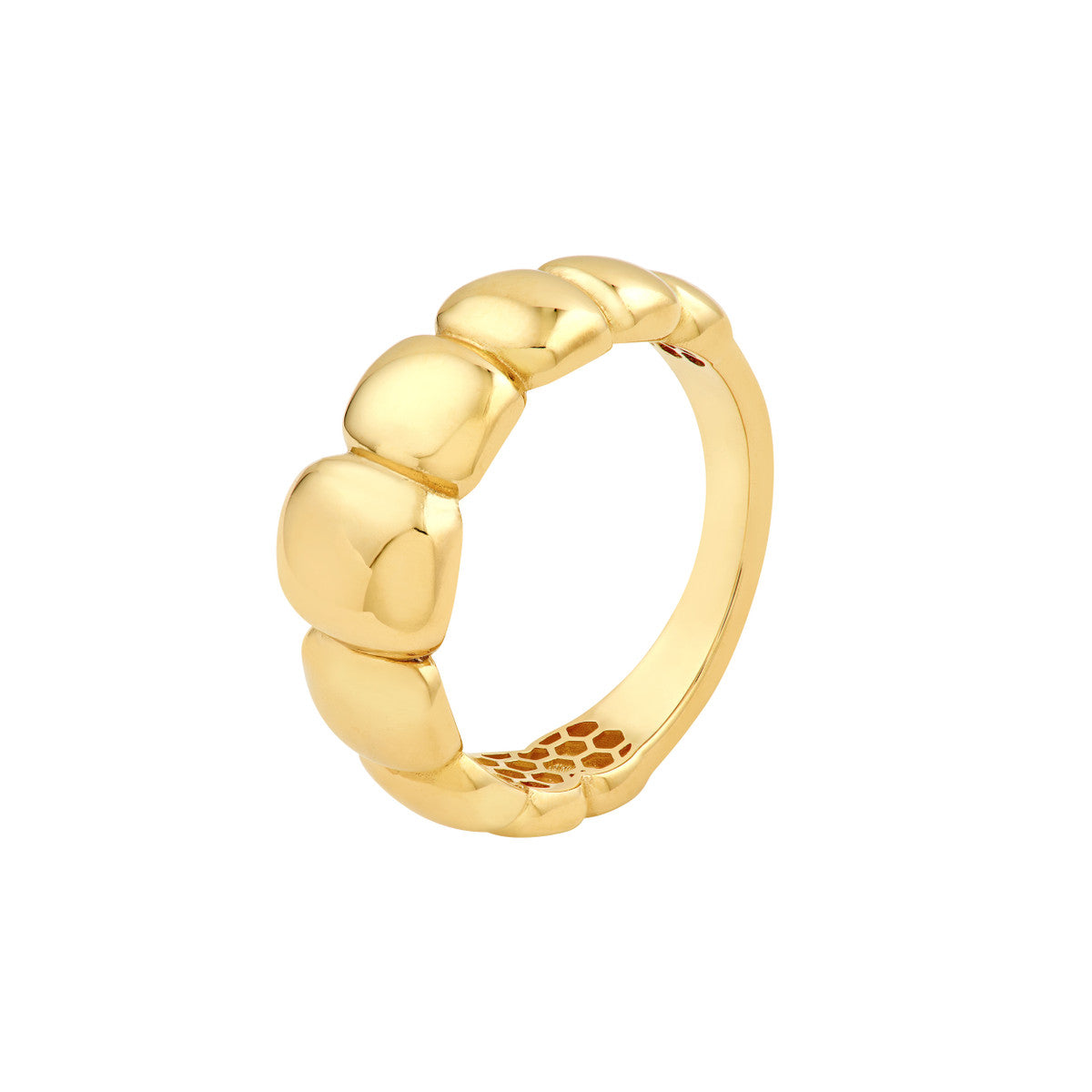 14K Yellow Gold Graduated Puffy Rectangle Ring