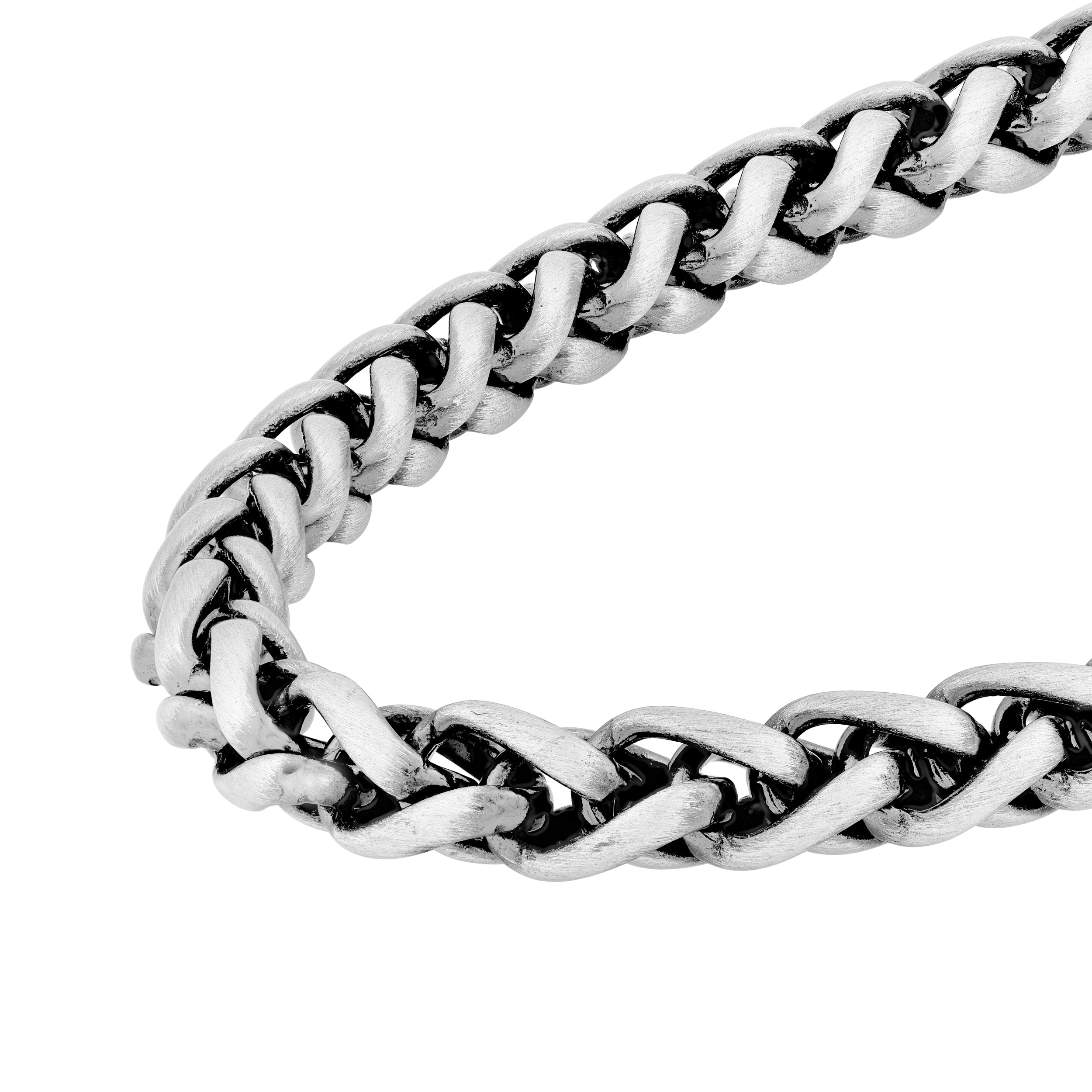 Sterling Silver 4.30mm Half Round Spiga Chain Bracelet (Gunmetal)