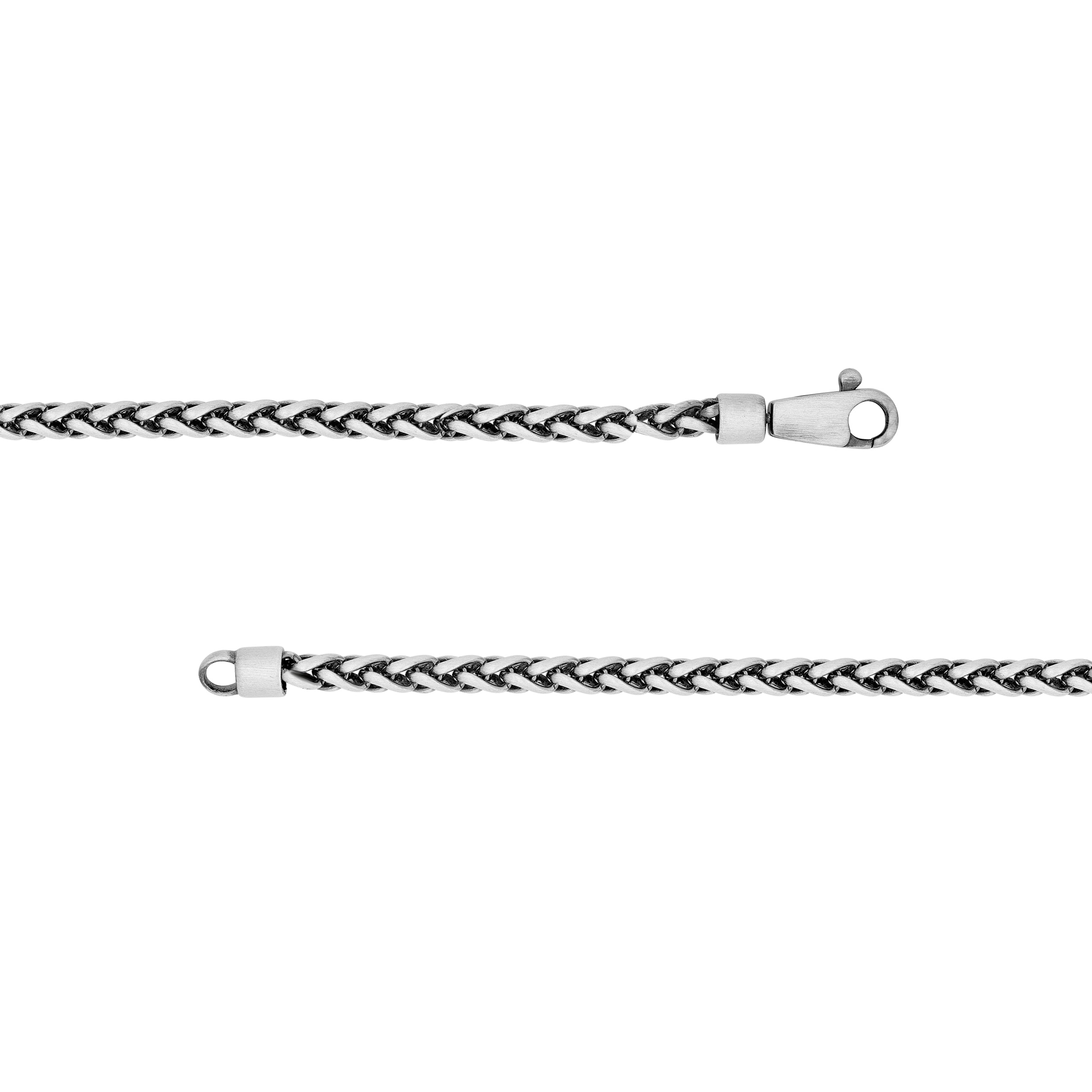 Sterling Silver 4.30mm Half Round Spiga Chain Bracelet (Gunmetal)